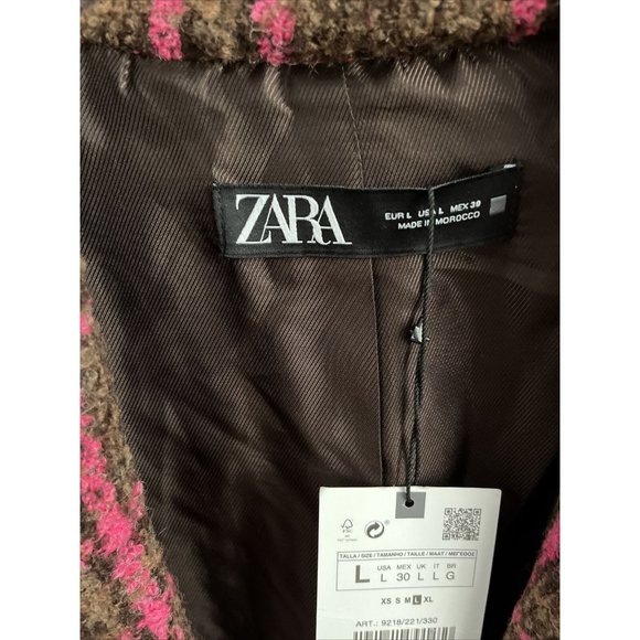 NWT Zara Women Plaid Coat Jacket Blazer - Picture 9 of 12
